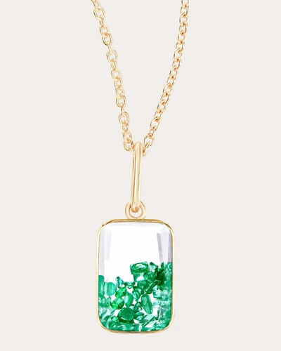 Moritz Glik Women's Ten Fourteen Rose-cut Emerald Shaker Pendant Necklace In Green