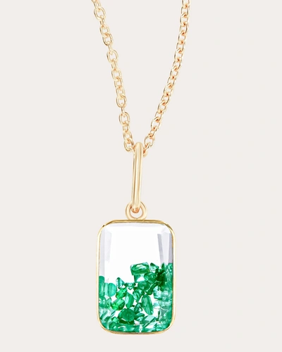 Moritz Glik Women's Ten Fourteen 18k Gold Crystal And Emerald Shaker Pendant Necklace In Green