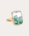 Moritz Glik Women's Ten Fourteen 18k Gold Crystal And Emerald Shaker Ring In Green