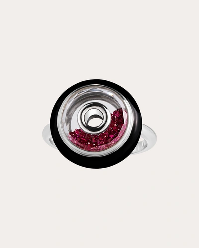 Moritz Glik Women's Roda Enamel Ruby Ring 18k Gold In Pink