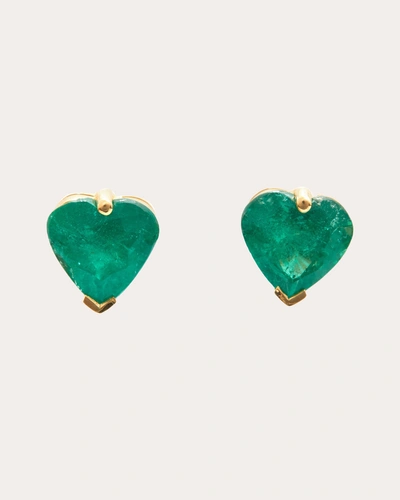 Yi Collection Women's Emerald Heart Supreme Stud Earrings In Green