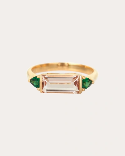 Yi Collection Women's Morganite & Tsavorite East-west Ring In Pink