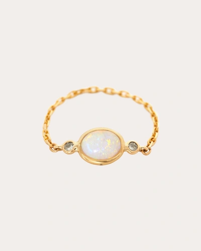 Yi Collection Women's Opal & Diamond Eos Chain Ring In White