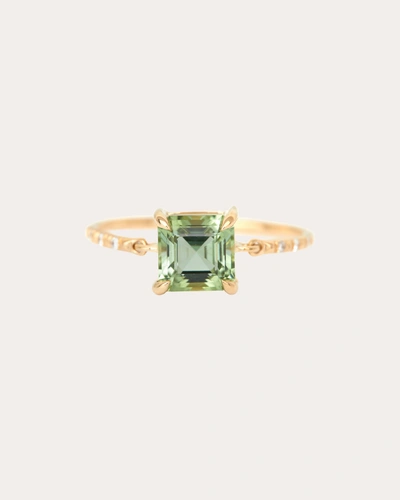 Yi Collection Women's Diamond & Mint Tourmaline Asscher Petite Circle Ring In Green