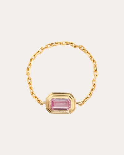 Yi Collection Women's Pink Sapphire Frame Chain Ring