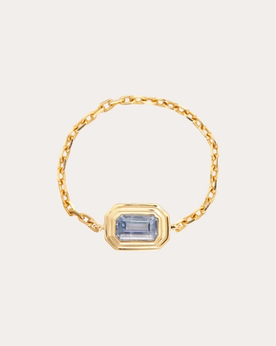Yi Collection Women's Sky Blue Sapphire Frame Chain Ring 18k Gold