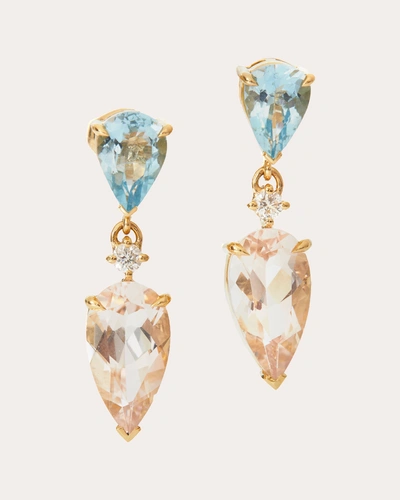 Yi Collection Women's Aquamarine & Morganite Drop Earrings In Blue & Peach