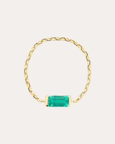 Yi Collection Women's Emerald Cut Chain Ring In Green
