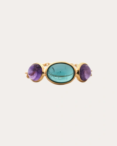 Yi Collection Women's Indicolite & Amethyst Eos Chain Ring In Purple