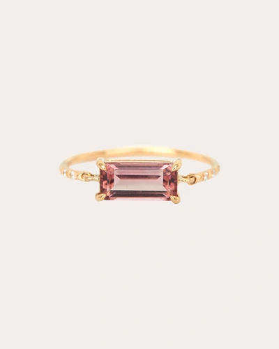 Yi Collection Women's Pink Tourmaline & Diamond Petite Circle Ring
