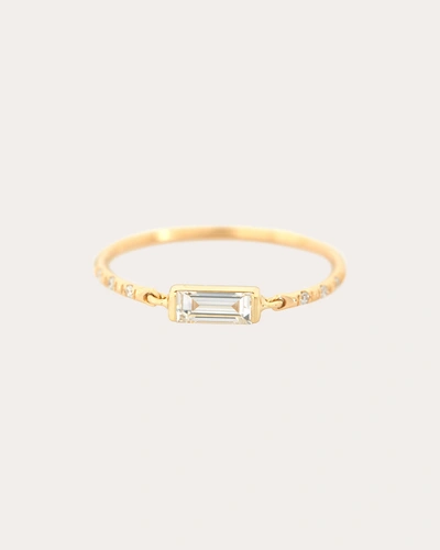 Yi Collection Women's Diamond Petite Circle Baguette Ring In Gold