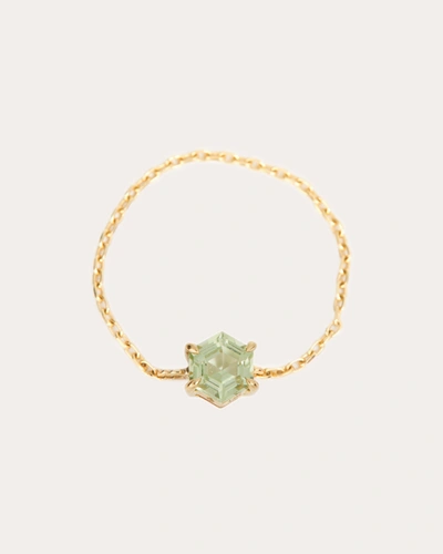 Yi Collection Women's Mint Green Tourmaline Hexagon Chain Petite Ring 14k Gold