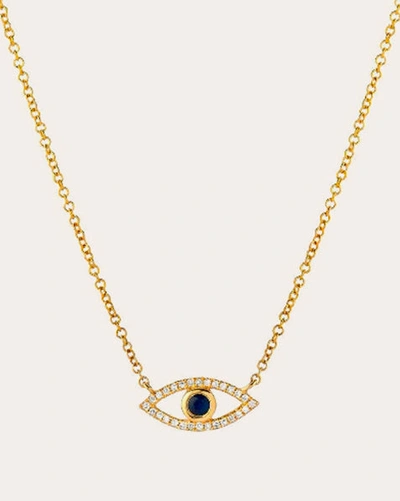 Zoe Lev Women's Diamond & Sapphire Evil Eye Pendant Necklace In Gold