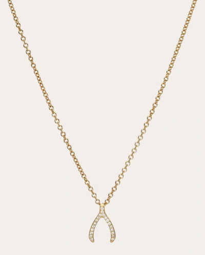 Zoe Lev Women's Mini Diamond Wishbone Pendant Necklace In Gold