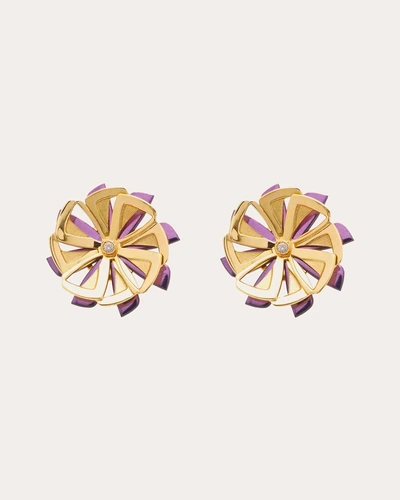 Carol Kauffmann Women's Mini Summer Camellia Earrings In Purple