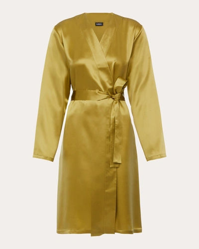 La Perla Women's Belted Silk-satin Robe In Green