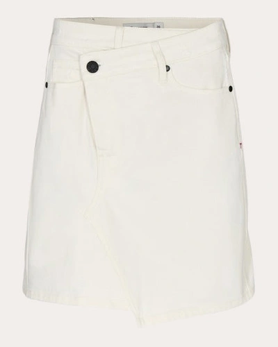 Tomorrow Women's Brown Wrap Denim Skirt In White
