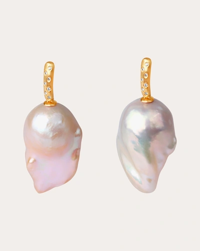 Jia Jia Women's Ocean Diamond Bezel Baroque Pearl Earrings In Gold