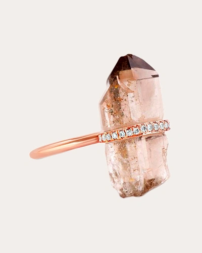 Jia Jia Women's Crystalline Smoky Quartz Rose Gold Diamond Ring 14k Gold In Pink