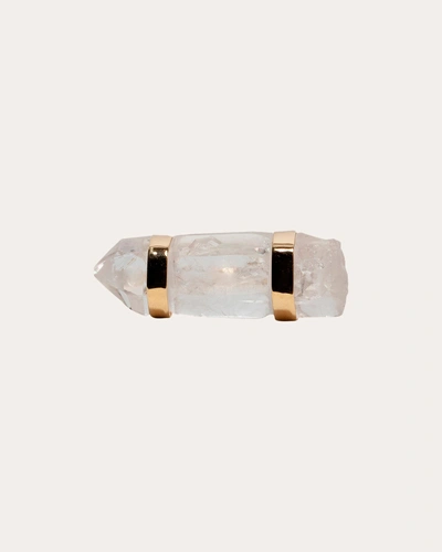 Jia Jia Women's Crystalline Crystal Quartz Double Gold Bar Ring