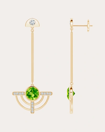 Natori Women's Bar 14k Gold Peridot And Diamond Earrings
