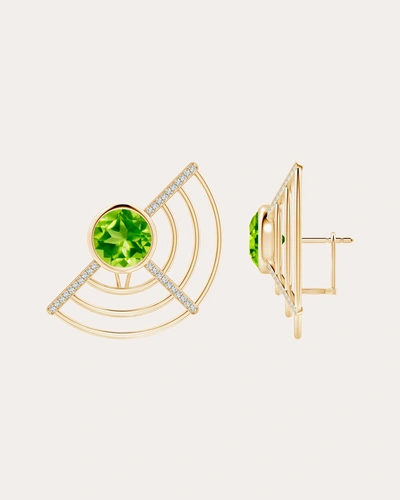 Natori Women's Bar 14k Gold Peridot And Diamond Earrings