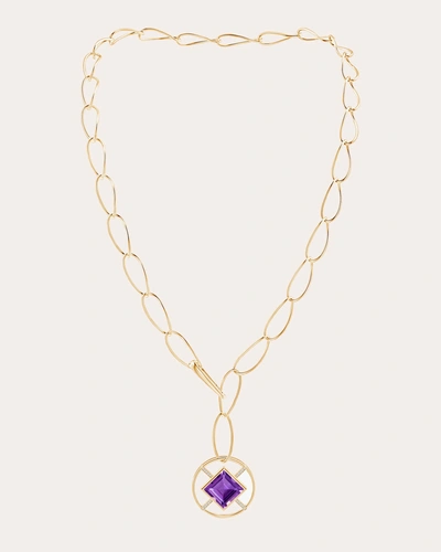 Natori Women's Amethyst & Diamond Bar Infinity Circle Lariat Necklace In Gold