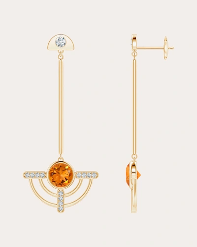 Natori Women's Bar 14k Gold Citrine And Diamond Earrings