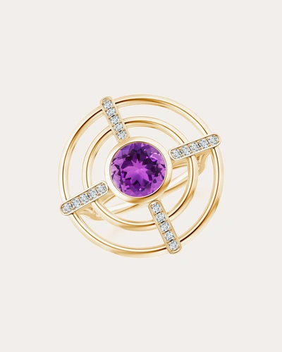 Natori Women's Bar 14k Gold Amethyst And Diamond Ring