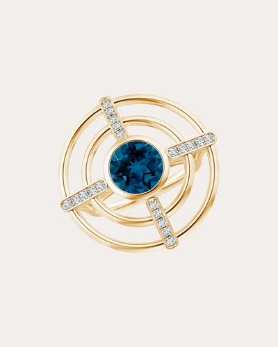 Natori Women's Blue Topaz & Diamond Bar Circle Ring In Gold