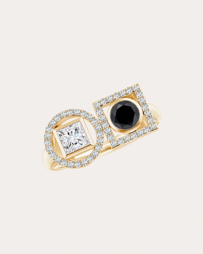 Natori Women's Black & White Diamond Infinity Geometric Statement Ring In Gold