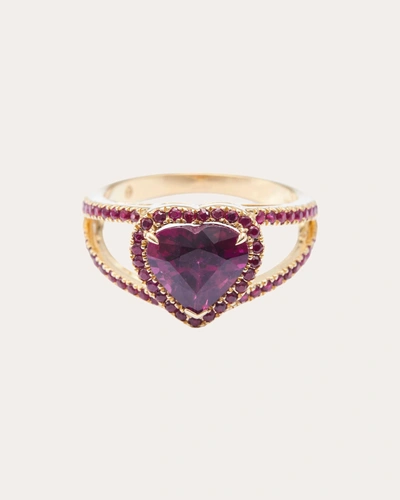 Yi Collection Women's Rhodolite And Ruby Heart Ring Cotton In Multicolor