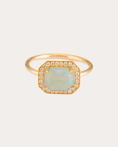 Yi Collection Women's Opal & Diamond Mini Magic Ring Cotton In Gold