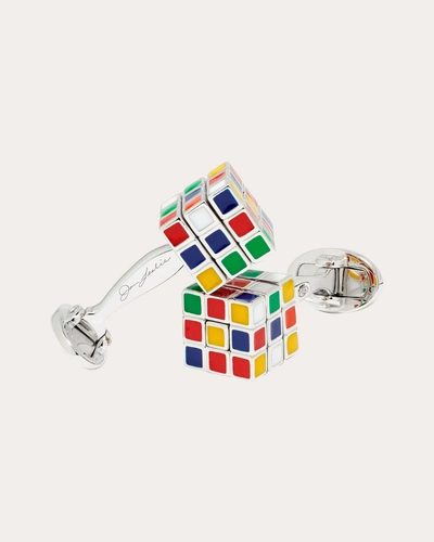 Jan Leslie Women's Moving Puzzle Cube Multicolor Sterling Silver Cufflinks