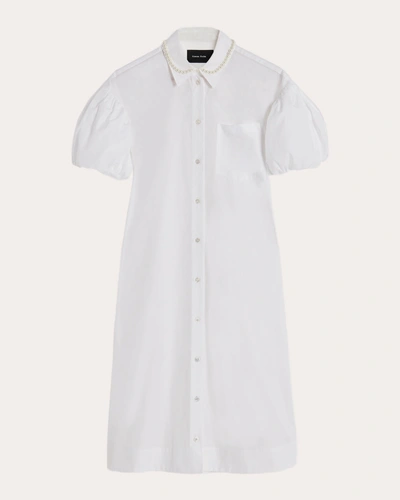 Simone Rocha Faux Pearl-embellished Cotton-poplin Shirt Dress In White