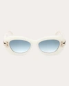 Emilio Pucci Women's Shiny Ivory & Green Gradient Geometric Sunglasses In White