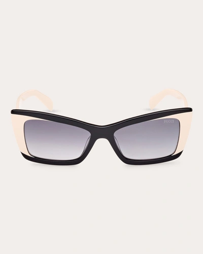 Emilio Pucci Women's Black & White Geometric Sunglasses In Black/white