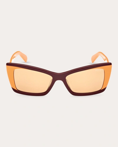 Emilio Pucci Women's Burgundy & Orange Geometric Sunglasses In Burgundy/orange