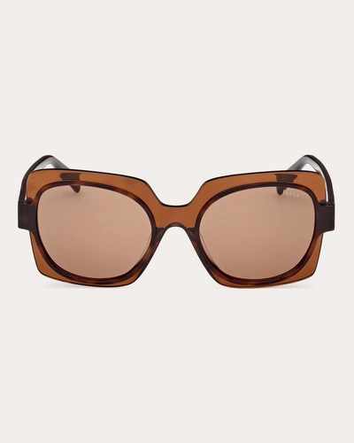 Emilio Pucci Women's Blonde Havana Transparent & Light Brown Square Sunglasses