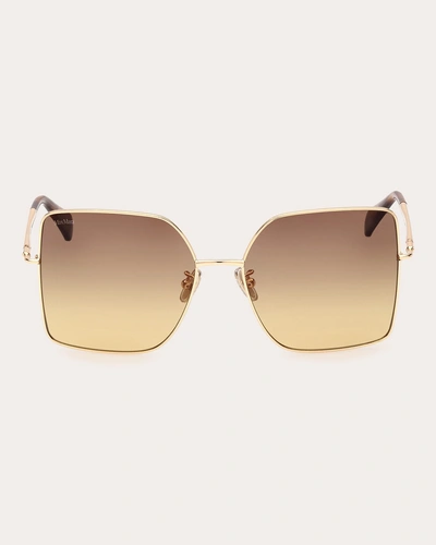 Max Mara Women's Shiny Gold Havana & Amber Gradient Butterfly Sunglasses In Gold/havana