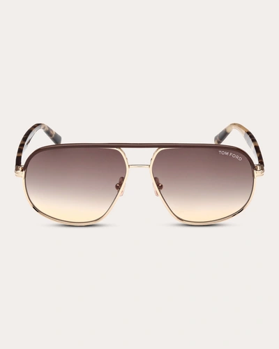 Tom Ford Women's Shiny Rose Havana & Brown Gradient T-logo Pilot Sunglasses In Pink