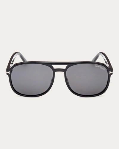 Tom Ford Women's Shiny Black & Smoke Gradient Eco T-logo Navigator Sunglasses