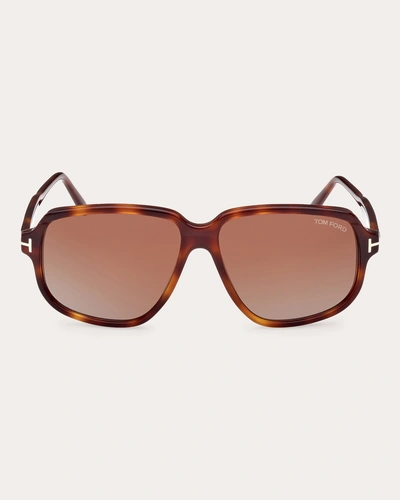 Tom Ford Women's Shiny Blonde Havana & Brown Gradient T-logo Square Sunglasses
