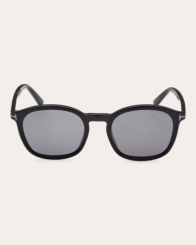 Tom Ford Women's Black & Smoke Polarized Eco T-logo Square Sunglasses