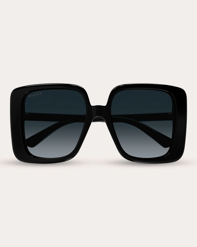 Gucci Women's Shiny Black Butterfly Sunglasses
