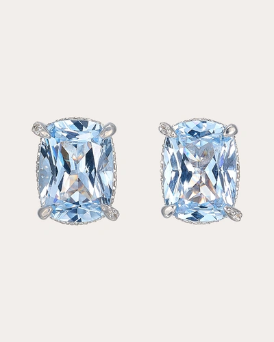 Anabela Chan Women's Aquamarine Cushion Wing Stud Earrings In White Gold/blue