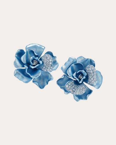 Anabela Chan Women's Aqua Camelia Stud Earrings In Blue