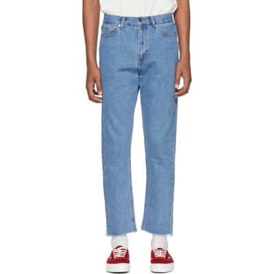 Second / Layer Second/layer Blue Raw Hem Jeans