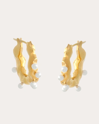 Joanna Laura Constantine Women's Austrian Pearl Wave Hoop Earrings In Gold
