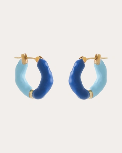 Joanna Laura Constantine Women's Blue Enamel Wave Hoop Earrings In Gold